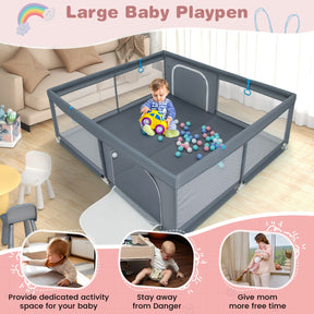 200 x 180 x 68 cm Baby Safety Playard with Soft Breathable Mesh