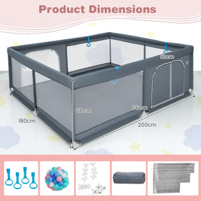 200 x 180 x 68 cm Baby Safety Playard with Soft Breathable Mesh