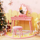 Kids Princess Makeup Vanity Set with LED Lighted Mirror and Stool