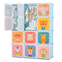 12-Cube Wardrobe Baby Dresser with Doors and 2 Rods