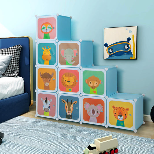 12-Cube Wardrobe Baby Dresser with Doors and 2 Rods