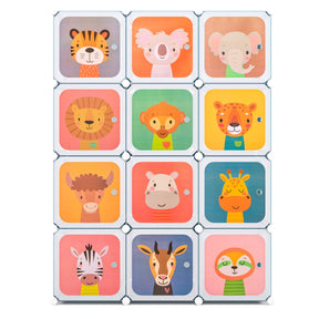 12-Cube Wardrobe Baby Dresser with Doors and 2 Rods