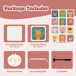 12-Cube Wardrobe Baby Dresser with Doors and 2 Rods