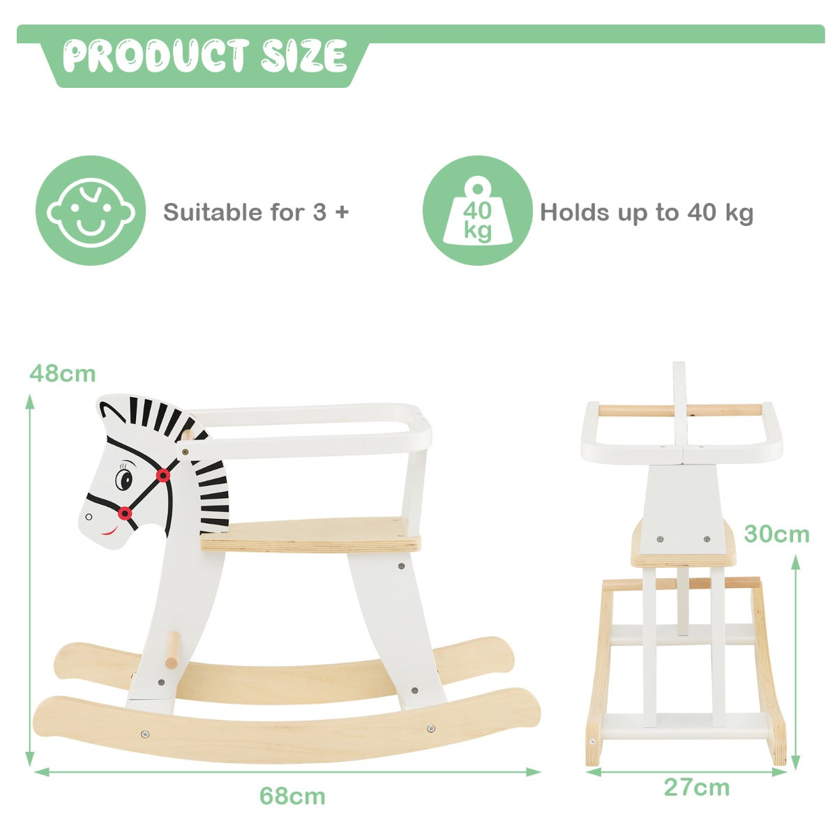 Wooden Rocking Horse with Detachable Fences