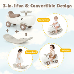 3-in-1 Convertible Kids Rocking Horse & Sliding Car