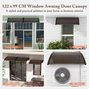 122 x 99 cm Window Door Awning Canopy with Sun Rain Snow Protection