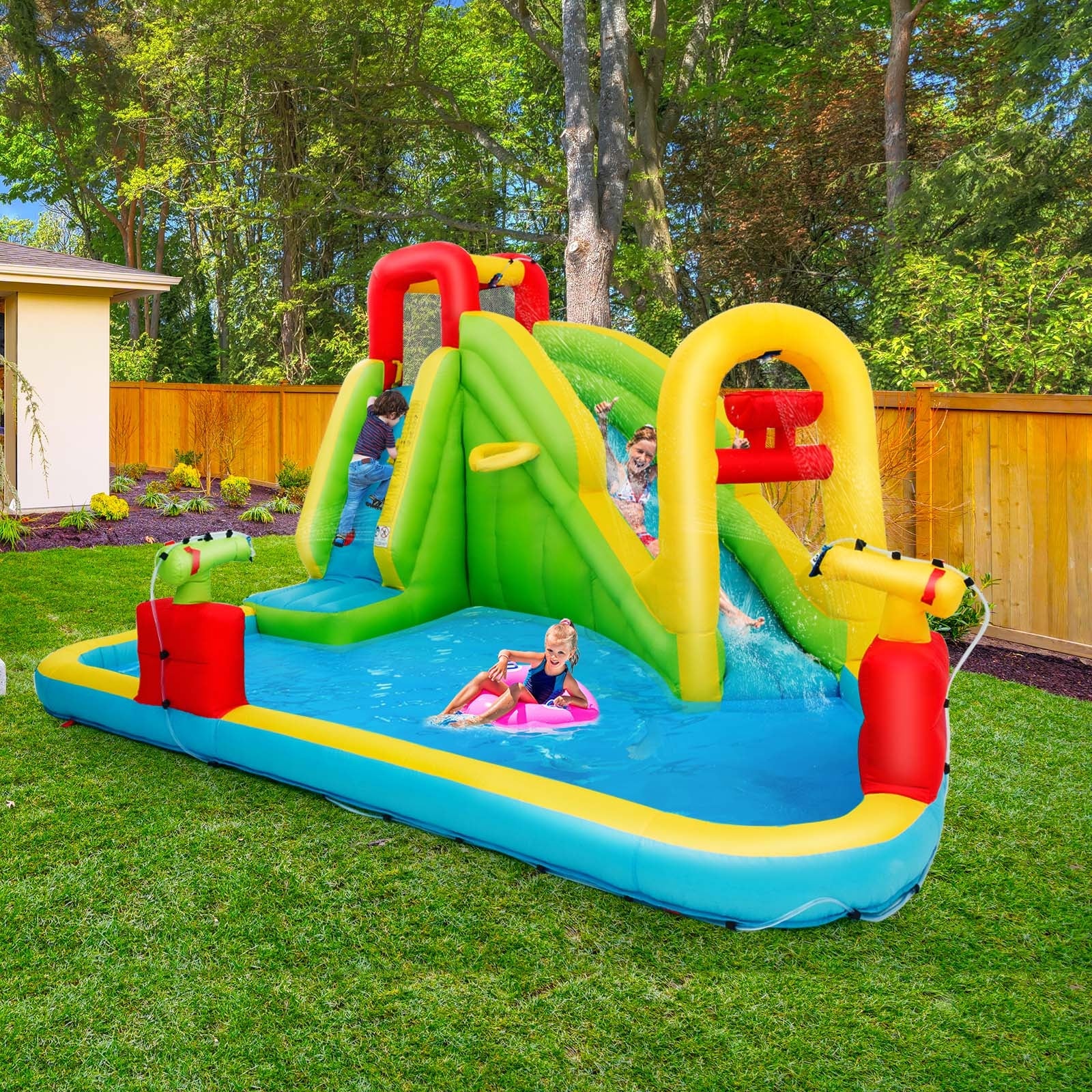 Hikidspace Inflatable Splash Jump Slide Water Bounce without Blower