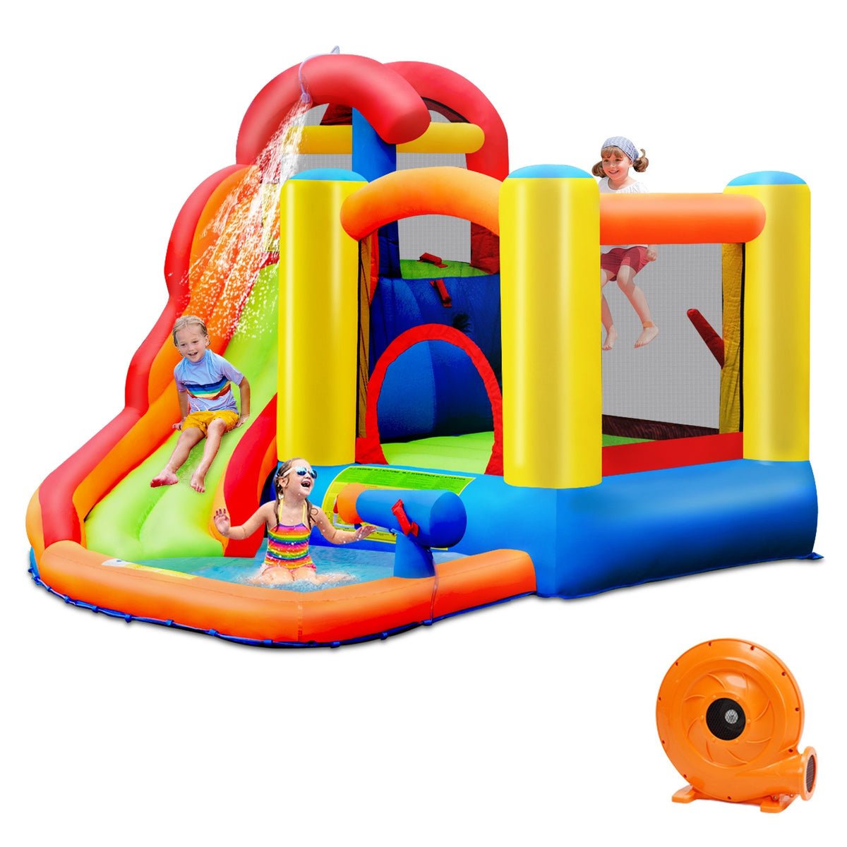 Kid Inflatable Bounce House Water Slide Castle with Blower for Outdoor