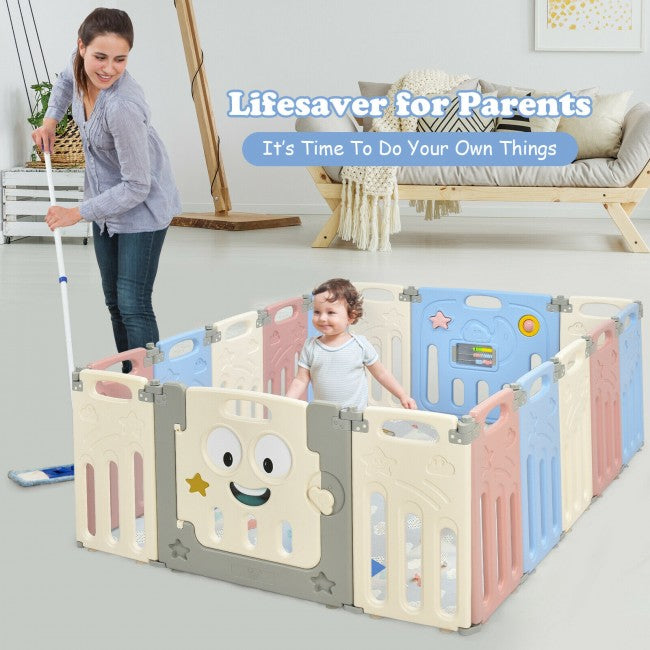 16-Panel Foldable Baby Playpen Kids Activity Centre