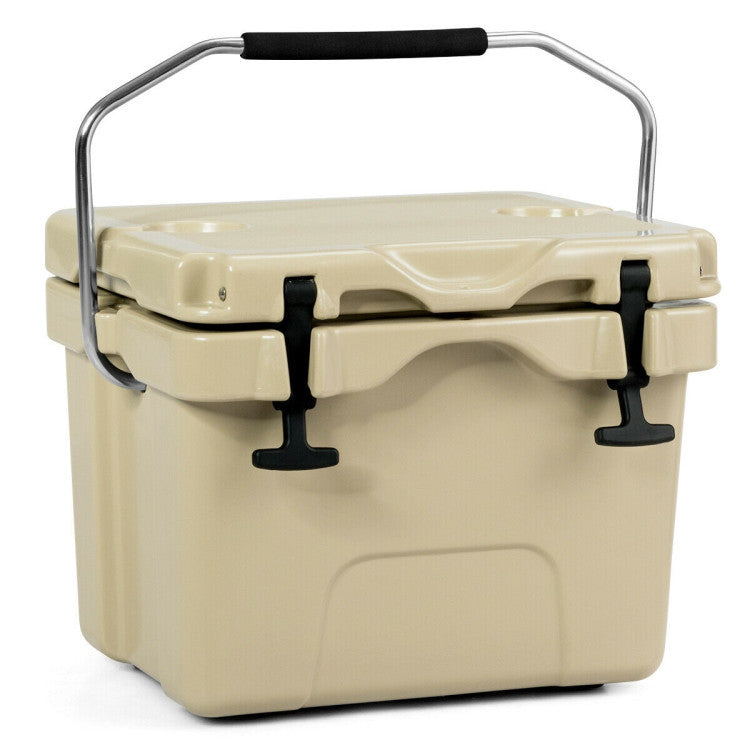 16 Quart 24-Can Capacity Portable Insulated Ice Cooler with 2 Cup Holders for Outdoor Camping