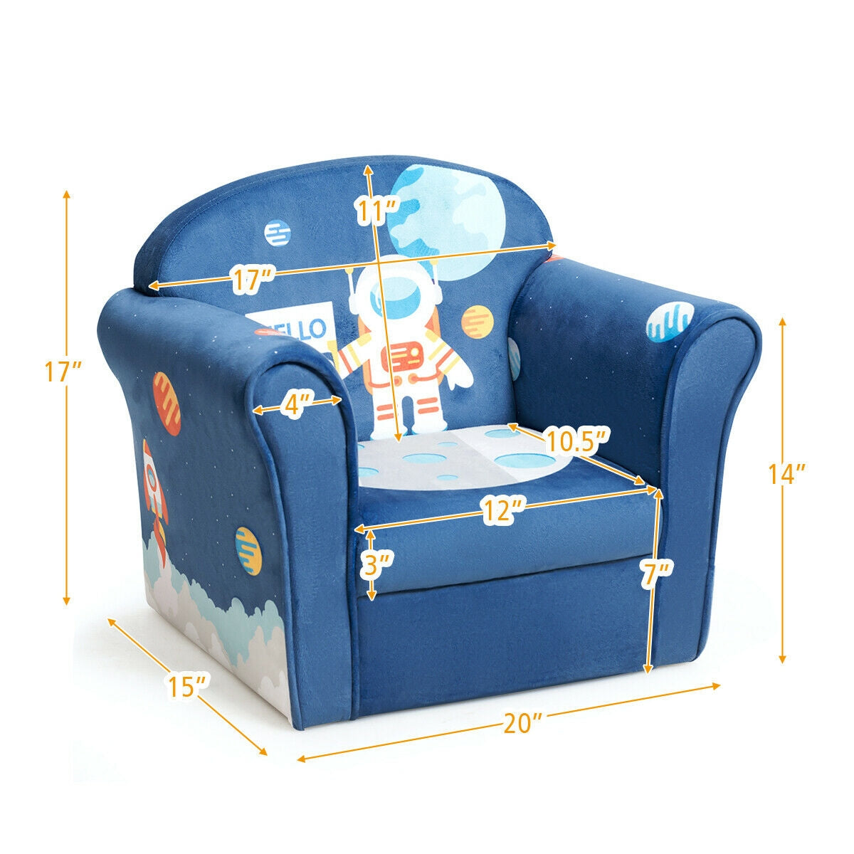 Kids Astronaut Armrest Upholstered Sofa with ASTM and CPSIA