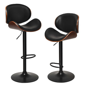 Set of 2 Adjustable Swivel PU Leather Bar Stools with Footrests