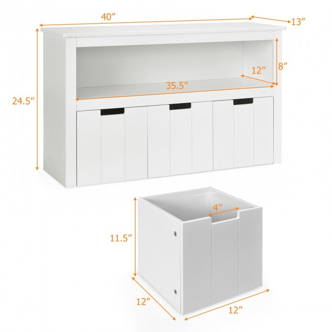Hikidspace Slide-Out Drawers Kids Toy Storage Cabinet for Bedroom