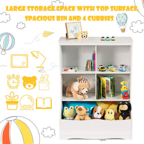 Hikidspace 3-Tier Multi-Functional Kids Bookcase with 5 Toys Storage Boxes