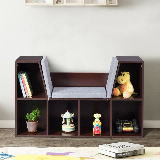 Hikidspace 6-Cubby Kid Storage Bookcase with Cushion