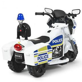 Hikidspace 6V 3-Wheel Kids Police Ride On Motorcycle with Backrest