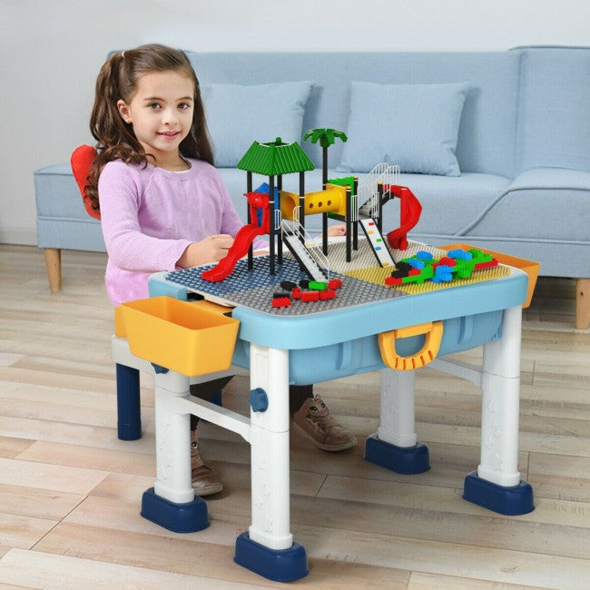 Hikidspace 6-in-1 Kids Activity Table Chairs Set with  Adjustable Height