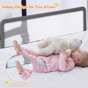 59 Inch Folding Breathable Baby Toddlers Bed Rail Guard with Safety Strap