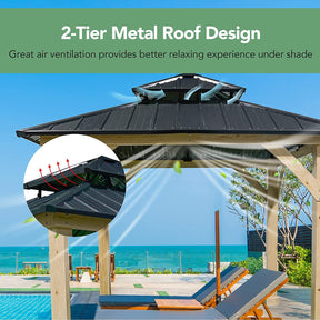 Hikidspace 10 x 10 Feet Patio Hardtop Gazebo with Double Steel Roof for Outdoor