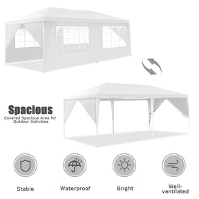 10 x 20 Feet 6 Sidewalls Canopy Tent with Carry Bag for Camping and Party