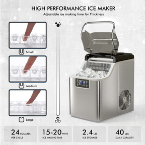 Hikidspace Electric Countertop Ice Maker with Ice Scoop and Basket