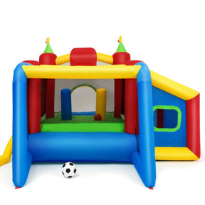 Kids Gift Inflatable Slide Bounce House Castle with 480W Blower and Basketball Hoop