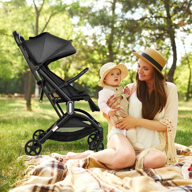 Foldable Lightweight Baby Travel Stroller with Adjustable Backrest and Canopy