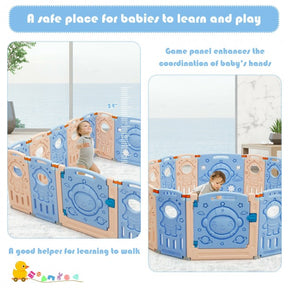 Foldable Baby Playpen Kids Activity Fence with Lockable Door