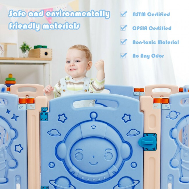 Foldable Baby Playpen Kids Activity Fence with Lockable Door