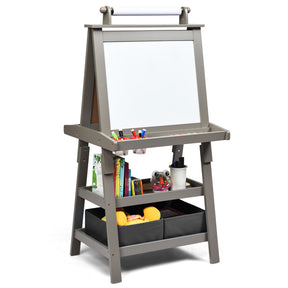 Hikidspace MDF Kids Art Easels with Storage Space and Chalk Board