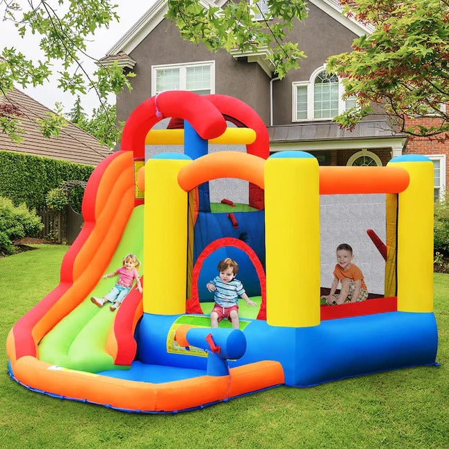Inflatable Water Slide Bounce House with Pool and Cannon without Blower