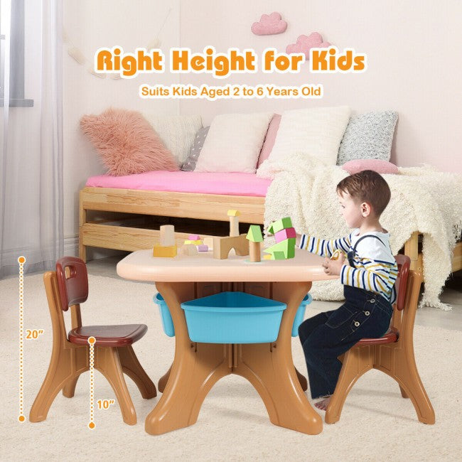 Hikidspace Kids Activity Table and Chair Furniture Set with Storage Drawers