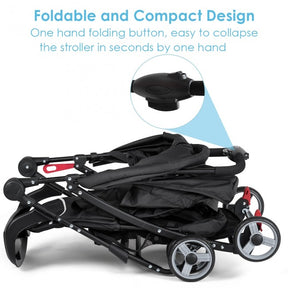 Toddler Travel Stroller for Airplane with Adjustable Backrest and Canopy