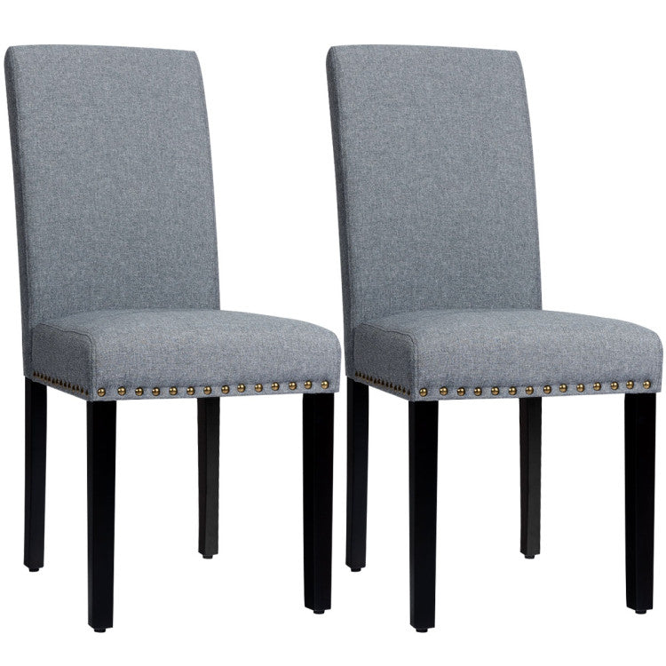Set of 2  Ergonomic Design Fabric Upholstered  Dining Chairs with Nailhead for Kitchen