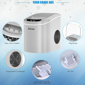 Mini Portable Electric Ice Maker Machine with Ice Scoop for Countertops and Bars