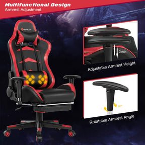Hikidspace Massage Gaming Chair with Footrest and Adjustable Height