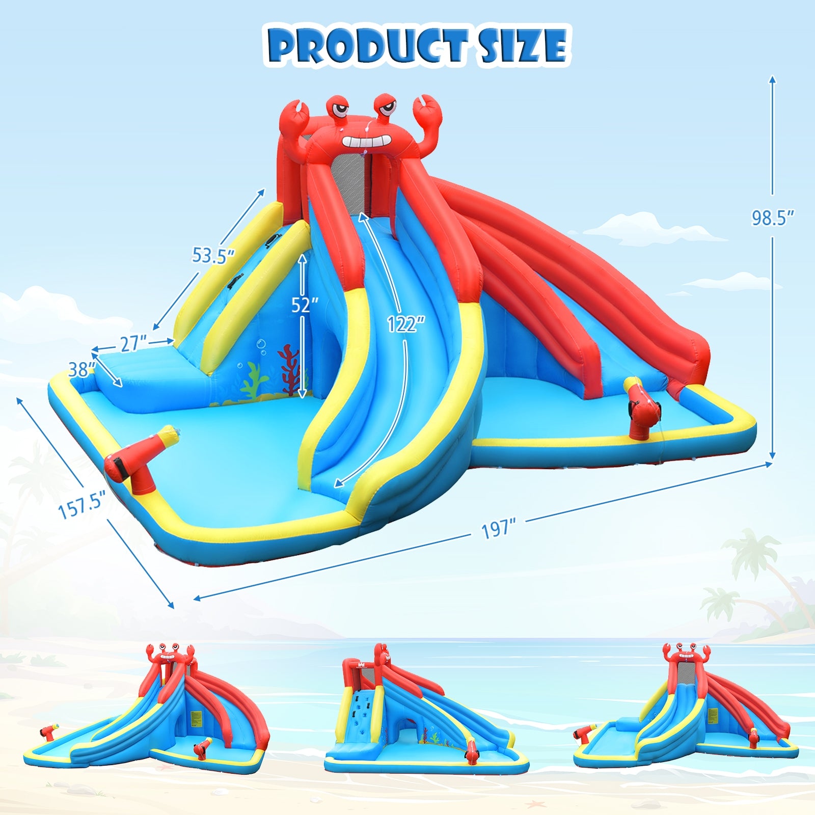 Inflatable Water Slide Crab Dual Slide Bounce House