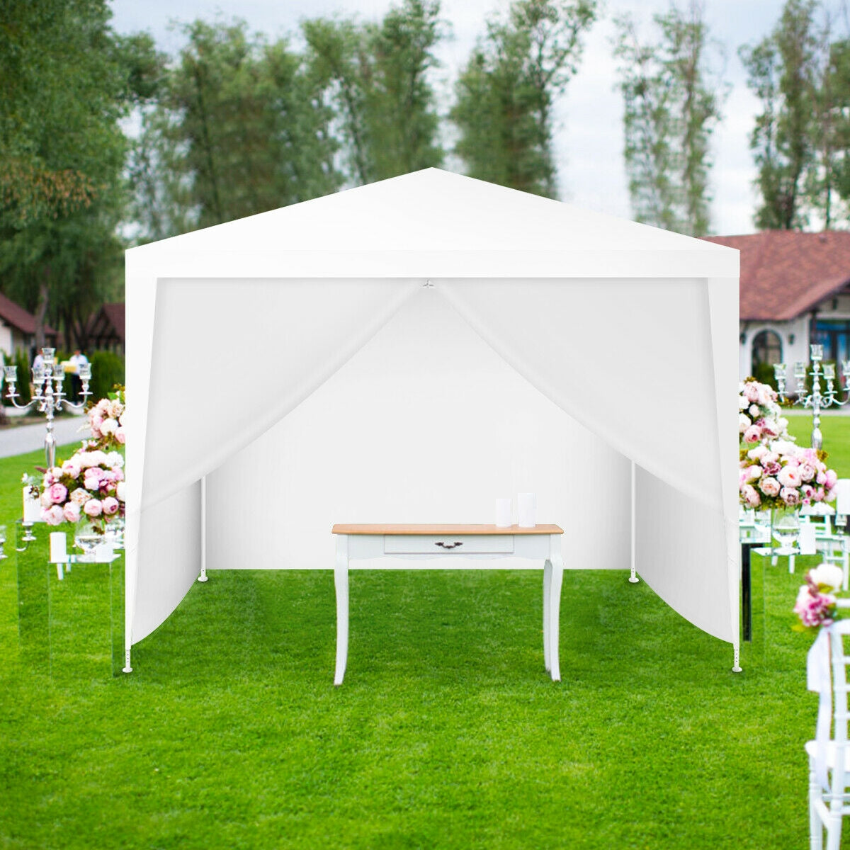 10 x 10 Feet Outdoor Side Walls Canopy Tent for Patio and Picnic