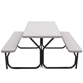 HDPE Outdoor Picnic Table Bench Set with Metal Base for Camping